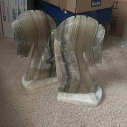 Marble Horse Head Bookends