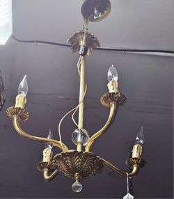 Polished Brass Gold Chandelier 4 Lights Electric Dining Room Kitchen Entry Hallway Entrance