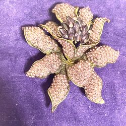 Vintage Rhinestone Orchid Brooch