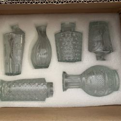 Glass Mini Vases, 5 Inch Height, Set Of 6