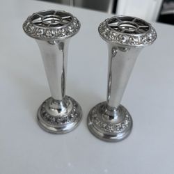 Vintage Ianthe of England Silver-Plated Bud Vases (Pair)
