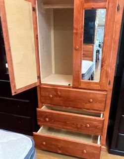 Tall pine oak wood  closet