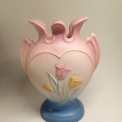 VTG Original Hull Pottery 1930s Double Handle Sueno Tulip Vase 105-33-8 8 inch