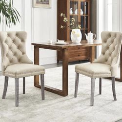  New Leather Dining Chairs (Beige)