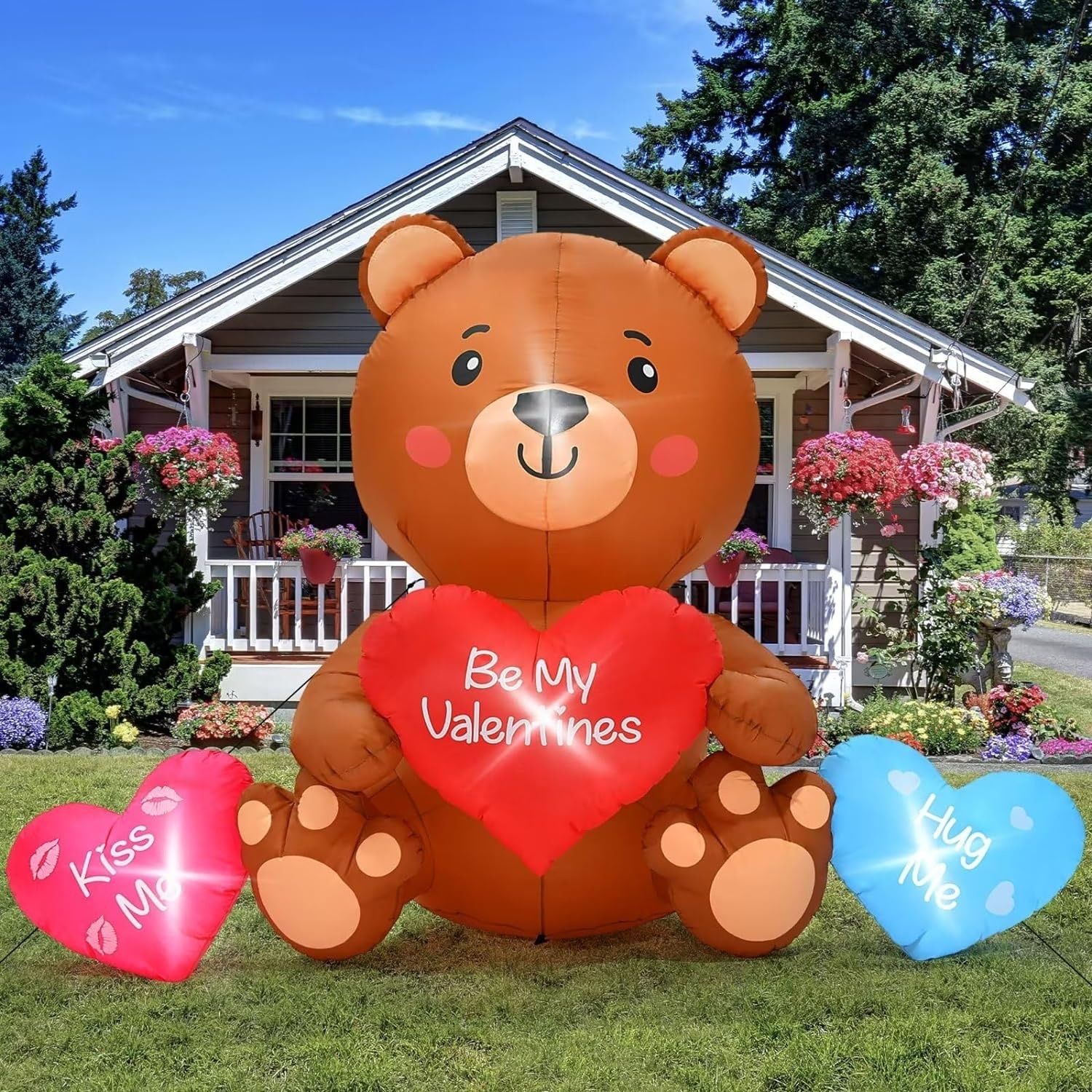 4 FT Inflatable Valentine's shops Day Kiss Couple Bear LED Lighted Decorations