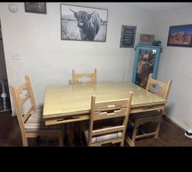 Wood table with 4 chairs