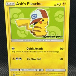 Pokémon TCG Ash’s Pikachu SM112 Black Star Promo Card