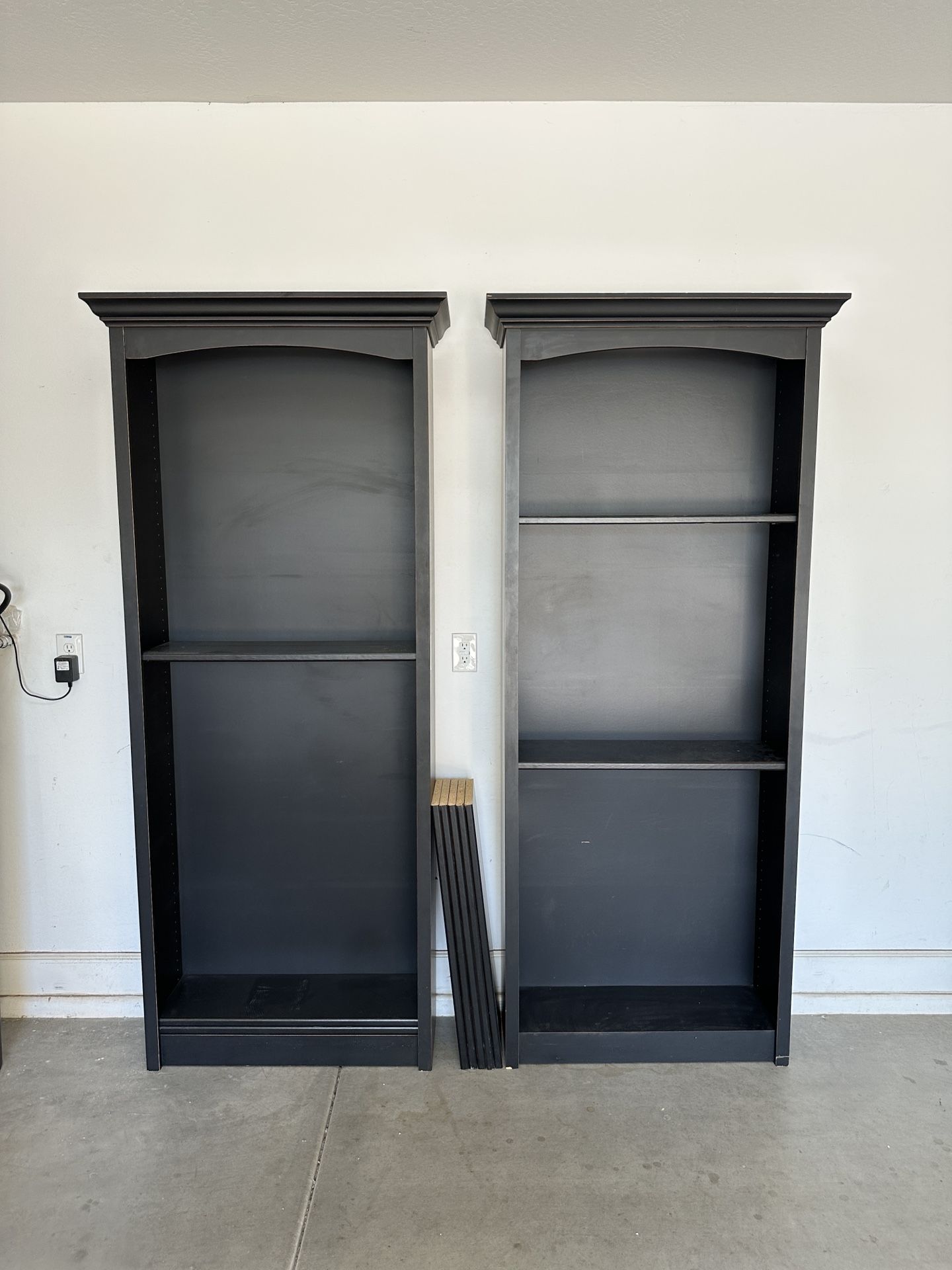 2 Tall Black Bookshelves