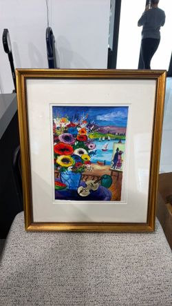 Shlomo Alter Signed Serigraph “Sea View” Framed Coastal Art