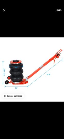 5-Ton (11,000 Ibs) Triple Bag Air Jack | Pneumatic Lifting Jack, Lifts 16", Red