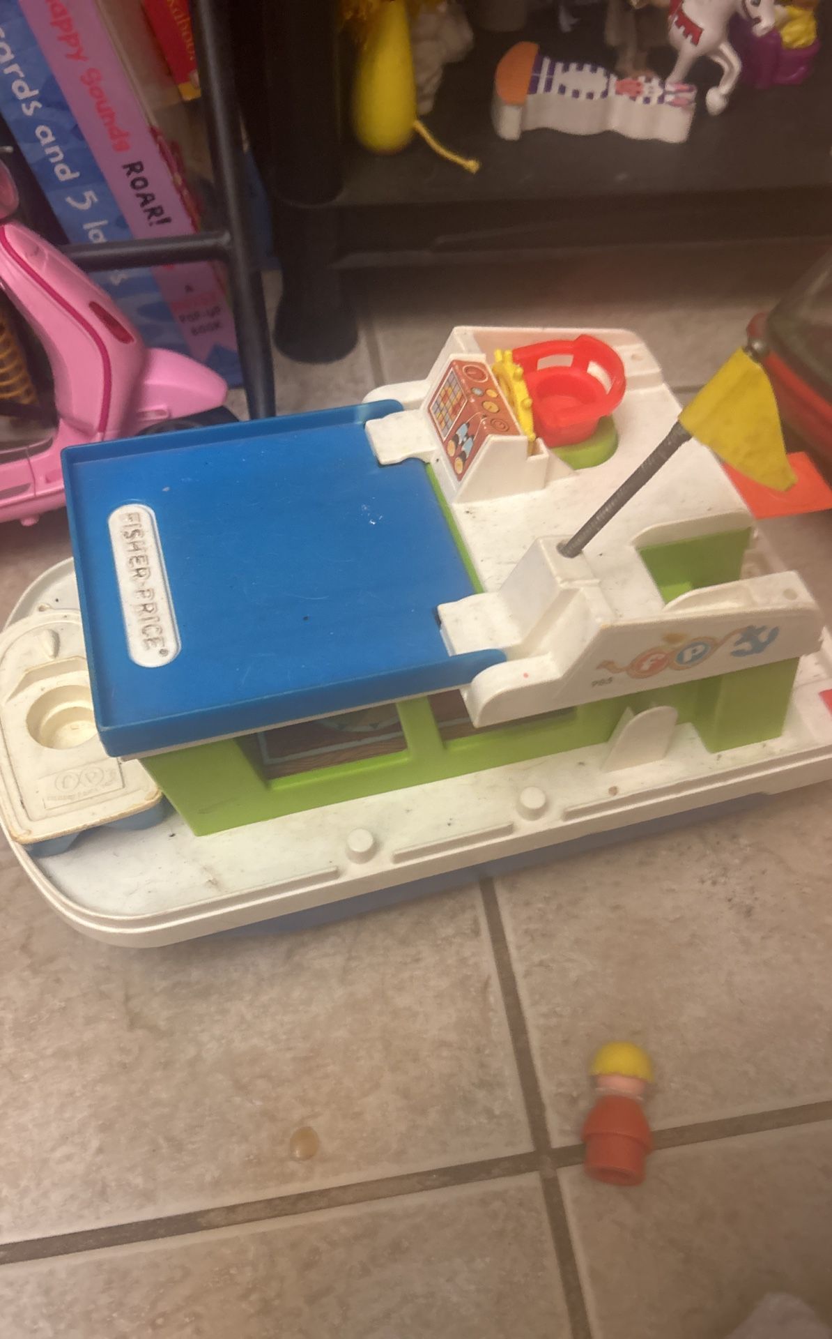 Fisher Price Boat W Captain Antique 1972 House Boat