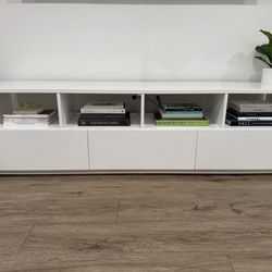 Modern White TV Console / Media Stand with Storage