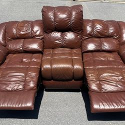 Brown Leather Reclining Couch