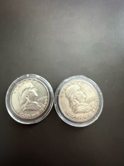 2 of the 1954 Franklin Half Dollars one is proof