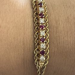 14k Diamonds Ruby Bracelet 10g