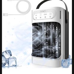Portable Air Conditioners 800ml Water Tank 7-Color Night Light 3-Speeds 3-Level Humidify 2-8H Timer Quiet and Powerful USB Powered Mini Evaporative Ai