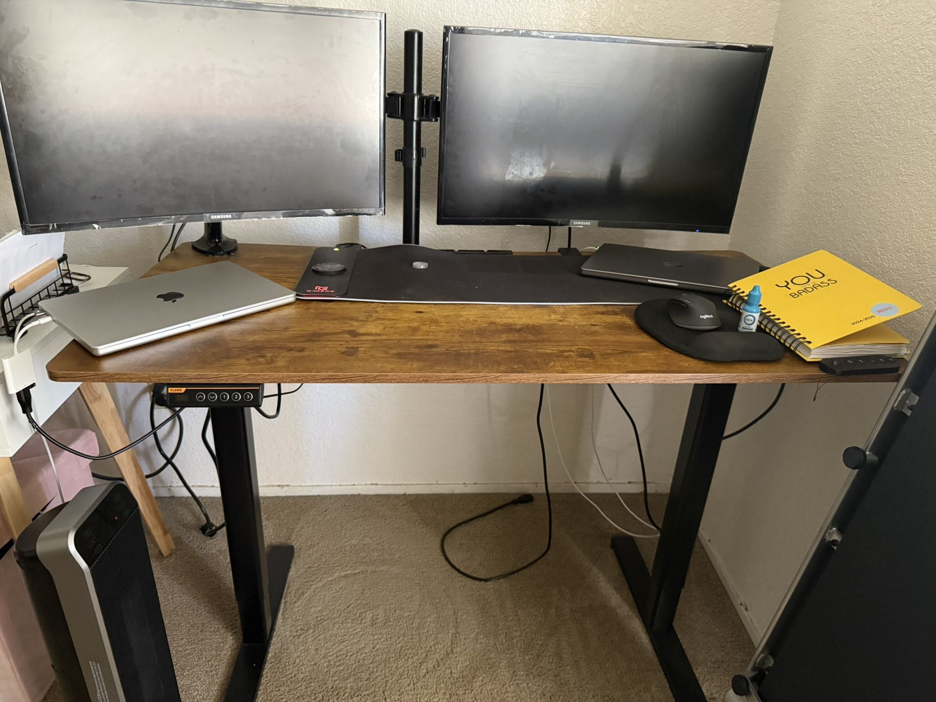 Standing Desk And Mounted Monitors (free LED Desk Pad With Charger On The Pad)** Moving Sale**