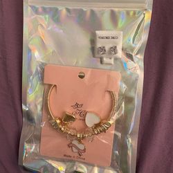 Charm Bracelet With Earrings Set