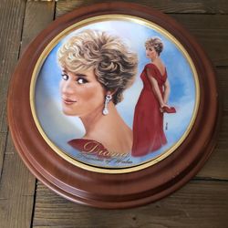 Princess Diana Porcelain Plates (5) Wooden Frames - pre-owned ($25 ea.) 