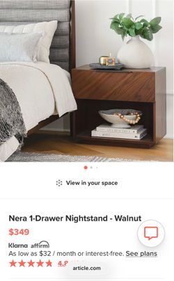Article. (x2) Nera 1-Drawer Nightstand - Walnut