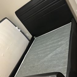 Black Faux Leather Bed Frame with Box Spring 