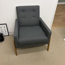 Dark Grey Fabric Upholstered Walnut Wood Lounge/Accent Chair