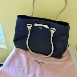 Kate Spade Black Tote with Light Beige Handles