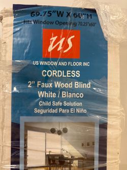 US Window Cordless 2" Faux Wood Blind White