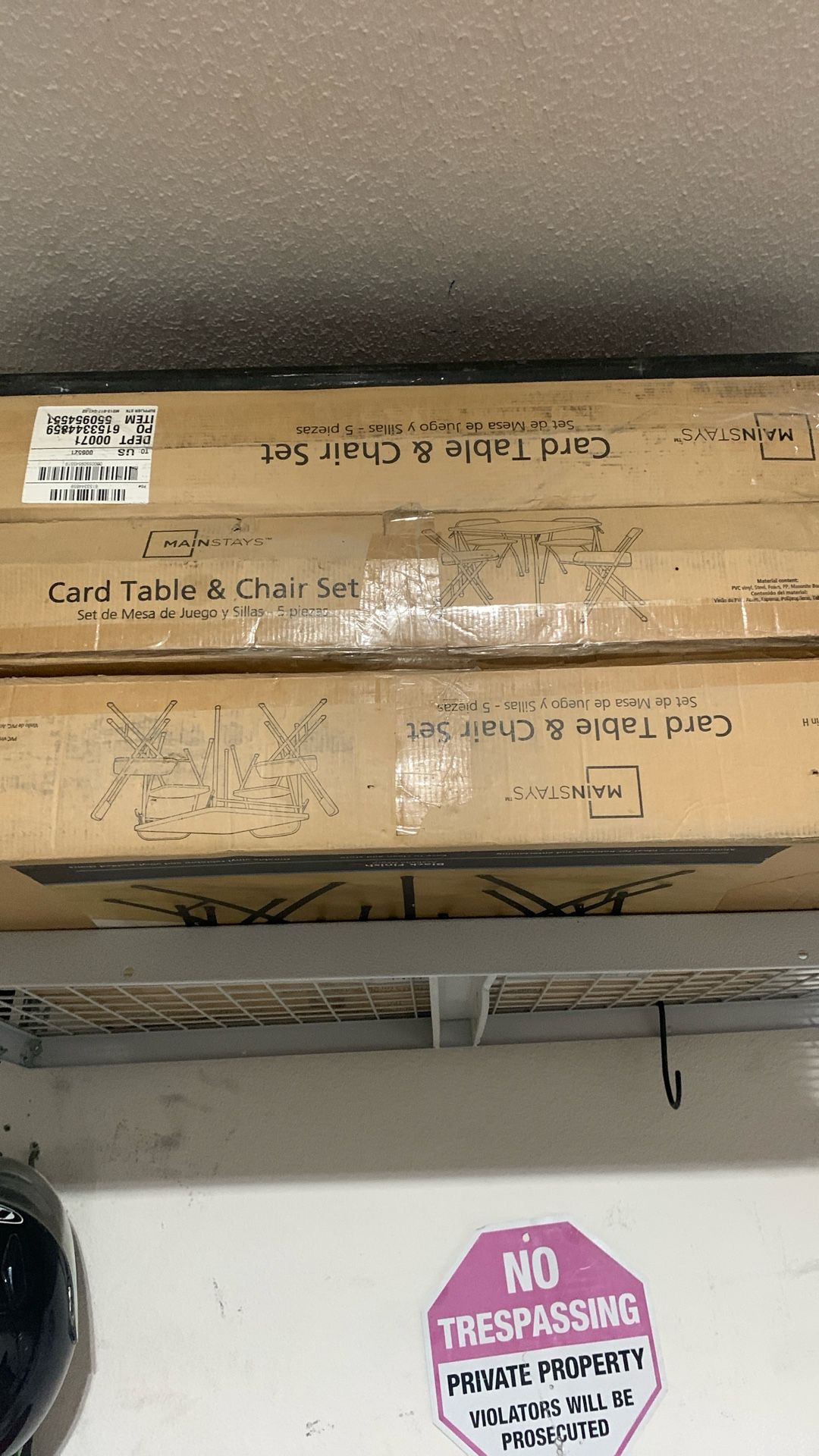 Folding card table and chairs, five piece set