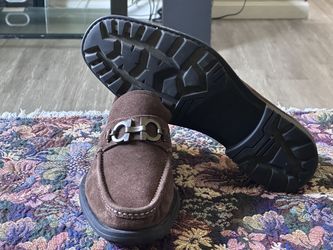 Salvatore Ferragamo Master Gancini Horse Bit Brown Suede  display picture 1