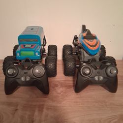 Remote Control Toy Cars Lot of 2 – Shark & Dragon Designs, Blue, Orange, Black