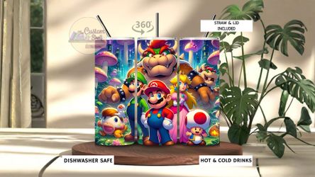 Super Mario Galaxy 20 Oz Stainless Steel Tumbler (READ DESCRIPTION)