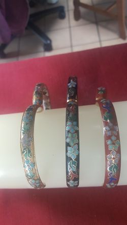 Vintage Chinese Cloisonne Bangle Bracelets *Set of 3*