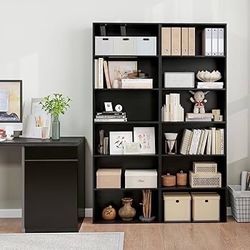 6-Tier Bookcase Set of 2, 70” Tall Freestanding Bookshelf with 6 Open Shelves, Anti-Toppling Kits, Floor Display Storage Bookcase for Living Room, Stu