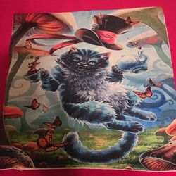 17" By 17" Alice and the Cheshire cat Pillow Case