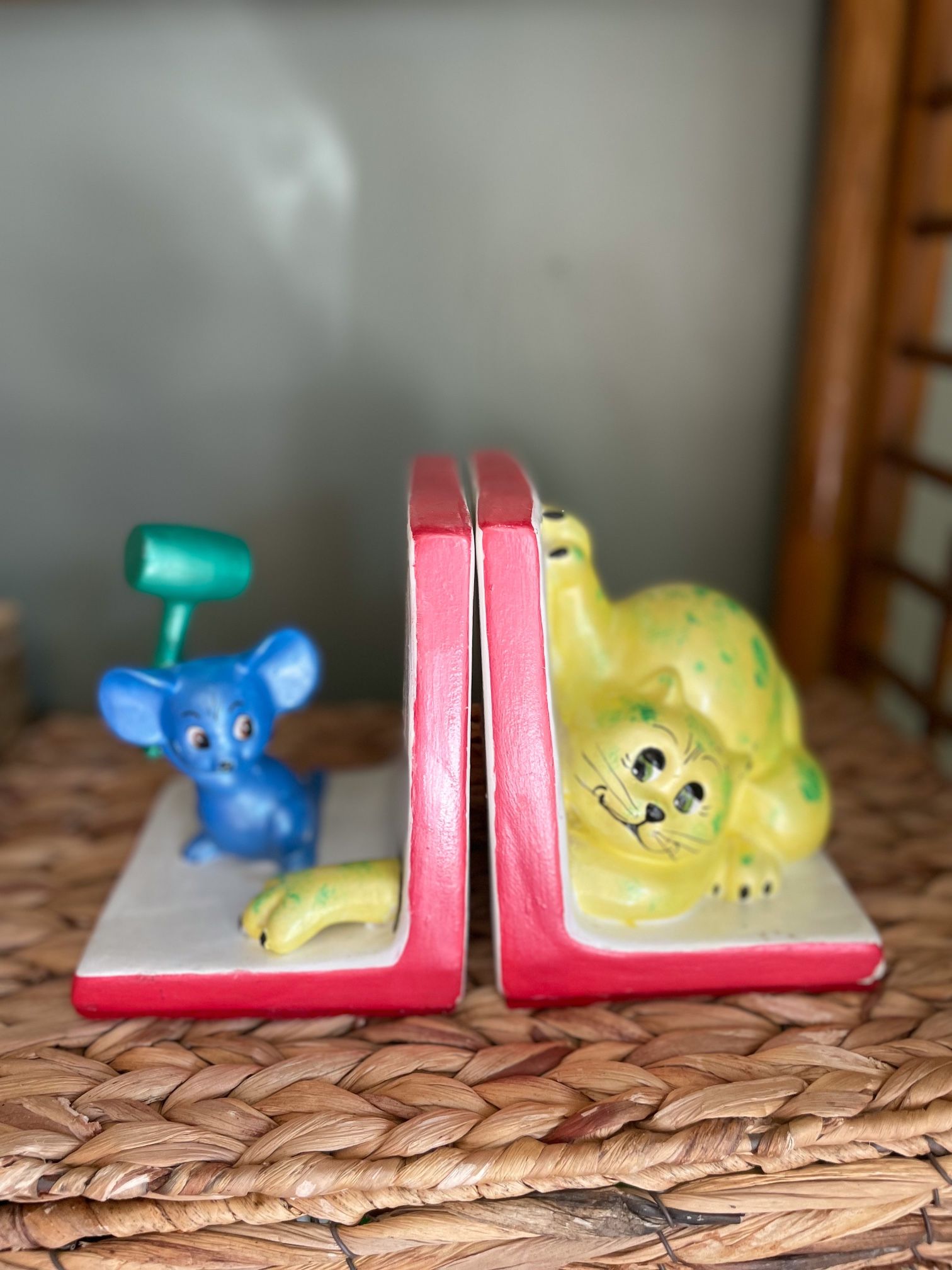 Vintage Cat And Mouse Bookends