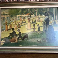 Large Vintage Framed Art Beach Scene