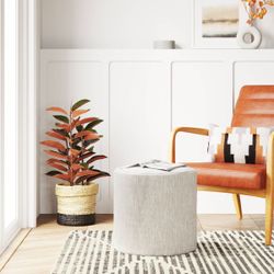 OT -  Bodrum Round Upholstered Ottoman Cream - Threshold