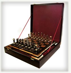 Chess set from obsidian