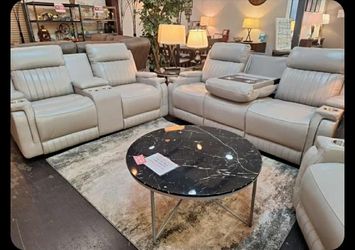 Gray Leather Power Reclining Sofa Set  $50 down