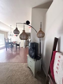 3-Head Rattan Arc Floor Lamp