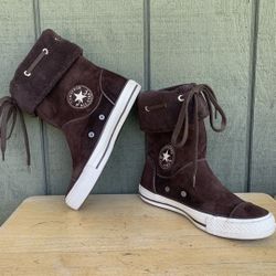 Converse All Star Andover Suede Fold Down High Top Boots Sneaker Brown  Size 5