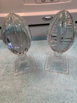 Crystal egg paperweights sell as a pair or individual
