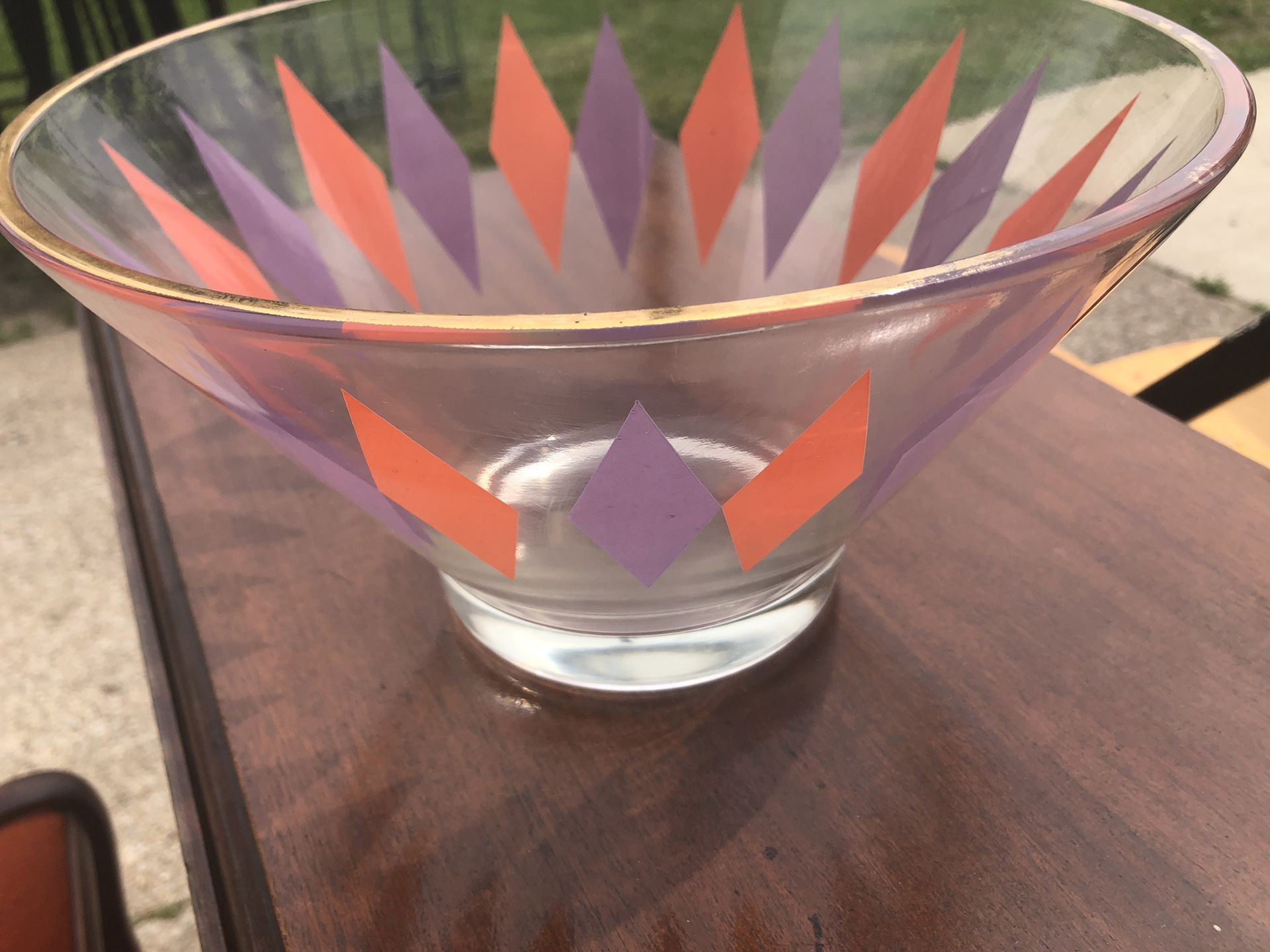 Mid century bowl Diamond 10 wide 6 inches tall No Chips