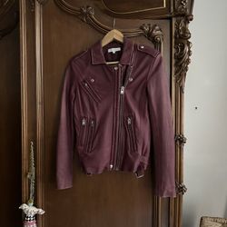 IRO Han Burgundy Red Soft Lamb Leather Motorcycle Jacket Size EU 36 US 4 Gorgeous!