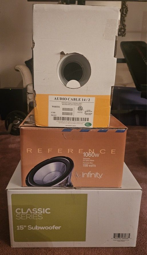 15' Subwoofer, 10' Subwoofer and Audio Cable 14/2