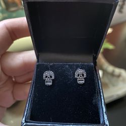 Black Diamond Skull Earrings