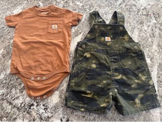 Baby Carhartt Overalls Size 18 Months and Onesie Size 12 Months