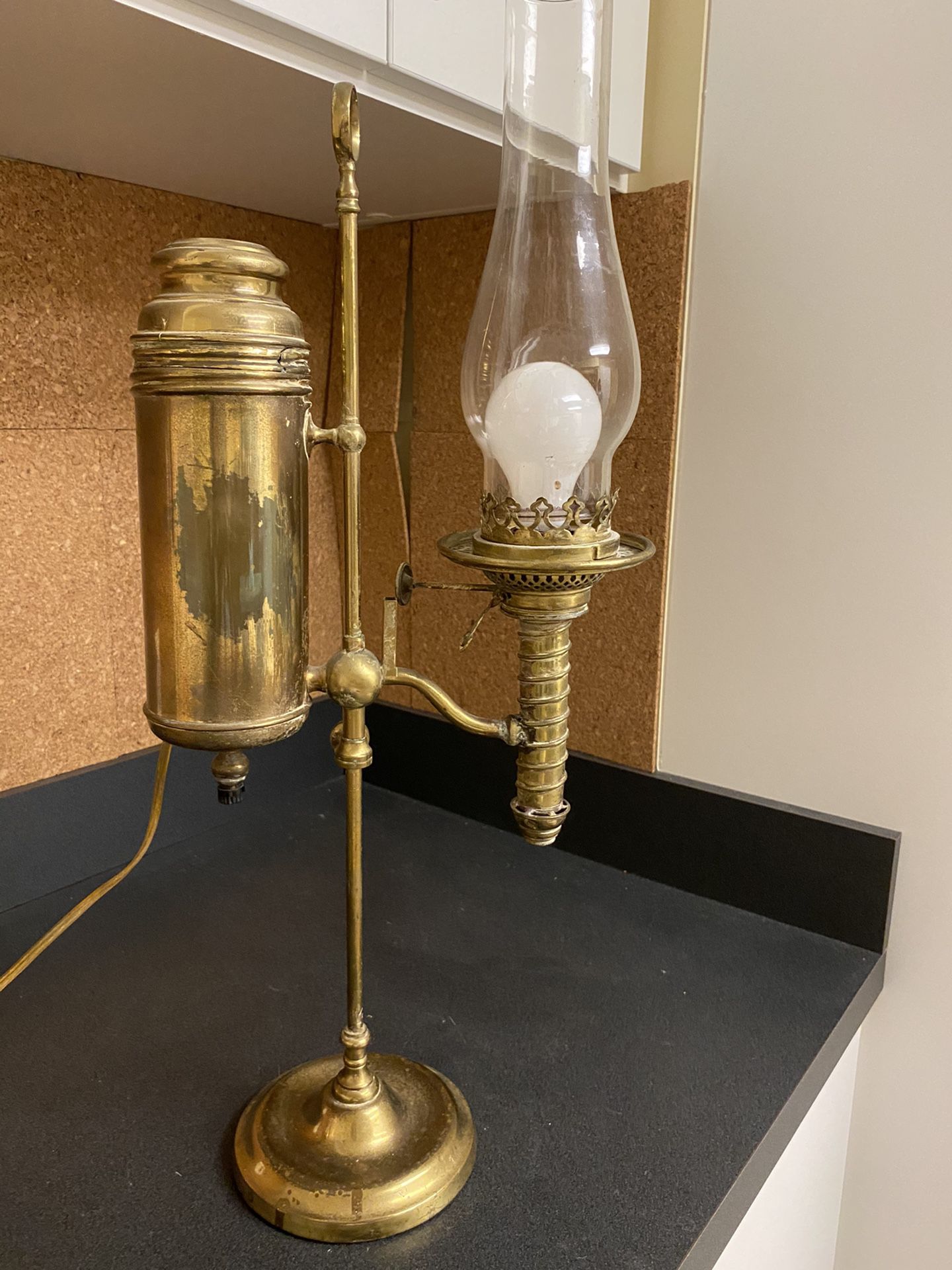 Antique brass student lamp