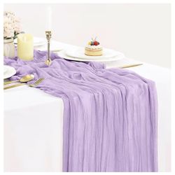 6 Pack Lilac Purple Cheesecloth Table Runner Lavender 120 Inch Rustic Boho Cheese Cloth 10Ft Gauze Table Runner for Wedding Decor Baby Shower Holiday 